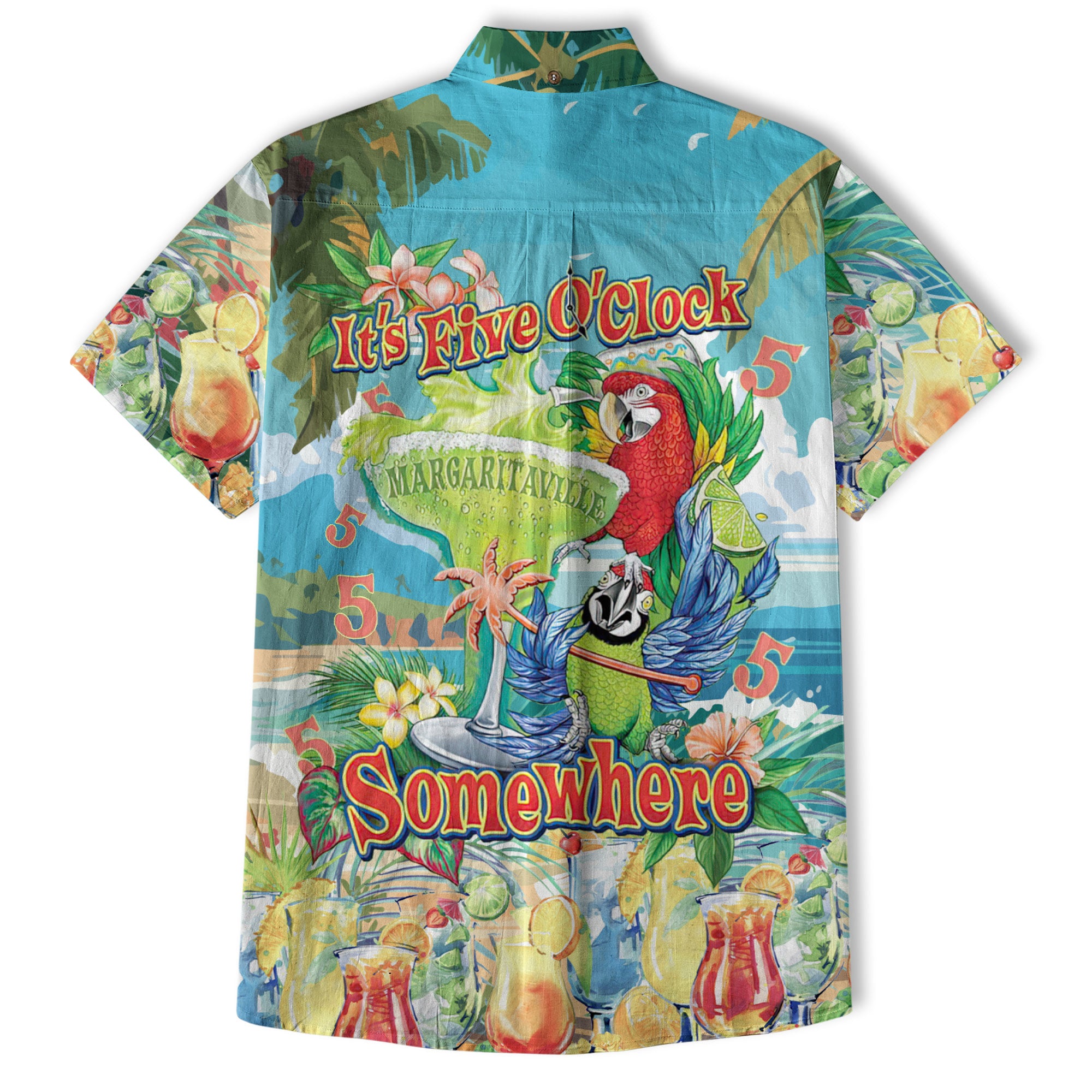 Parrot Beach Summer Hawaiian Shirt, Parrot It’s 5 O’clock Somewhere Hawaiian Shirt - The Palmix