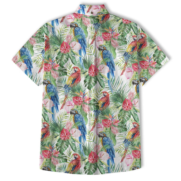 Tropical Parrot Summer Hawaiian Shirt, Colorful Parrot Flowers Pattern Hawaii Shirt - The Palmix