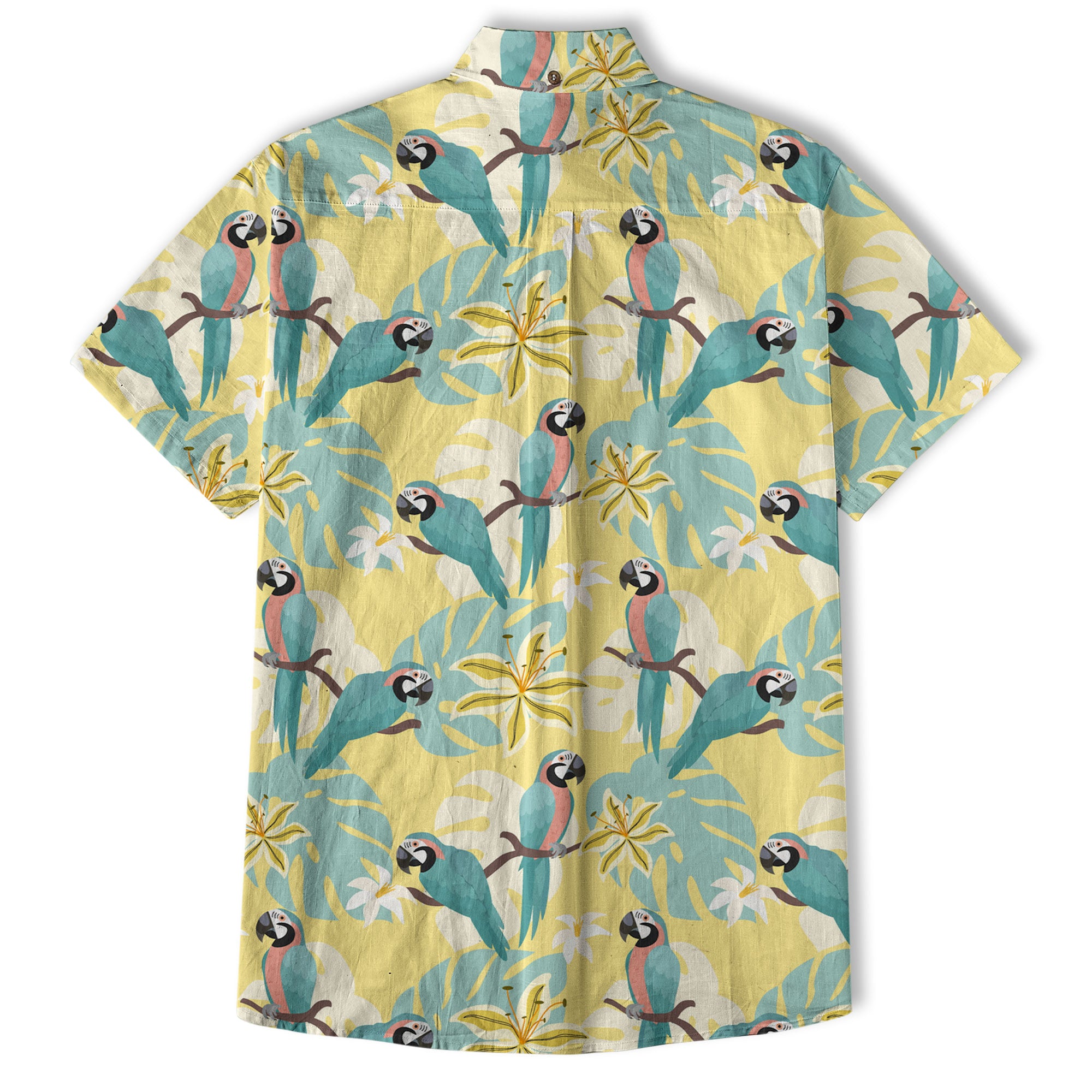 Tropical Parrot Summer Hawaiian Button Down Shirt, Parrot Flowers Pattern Hawaii Shirt - The Palmix