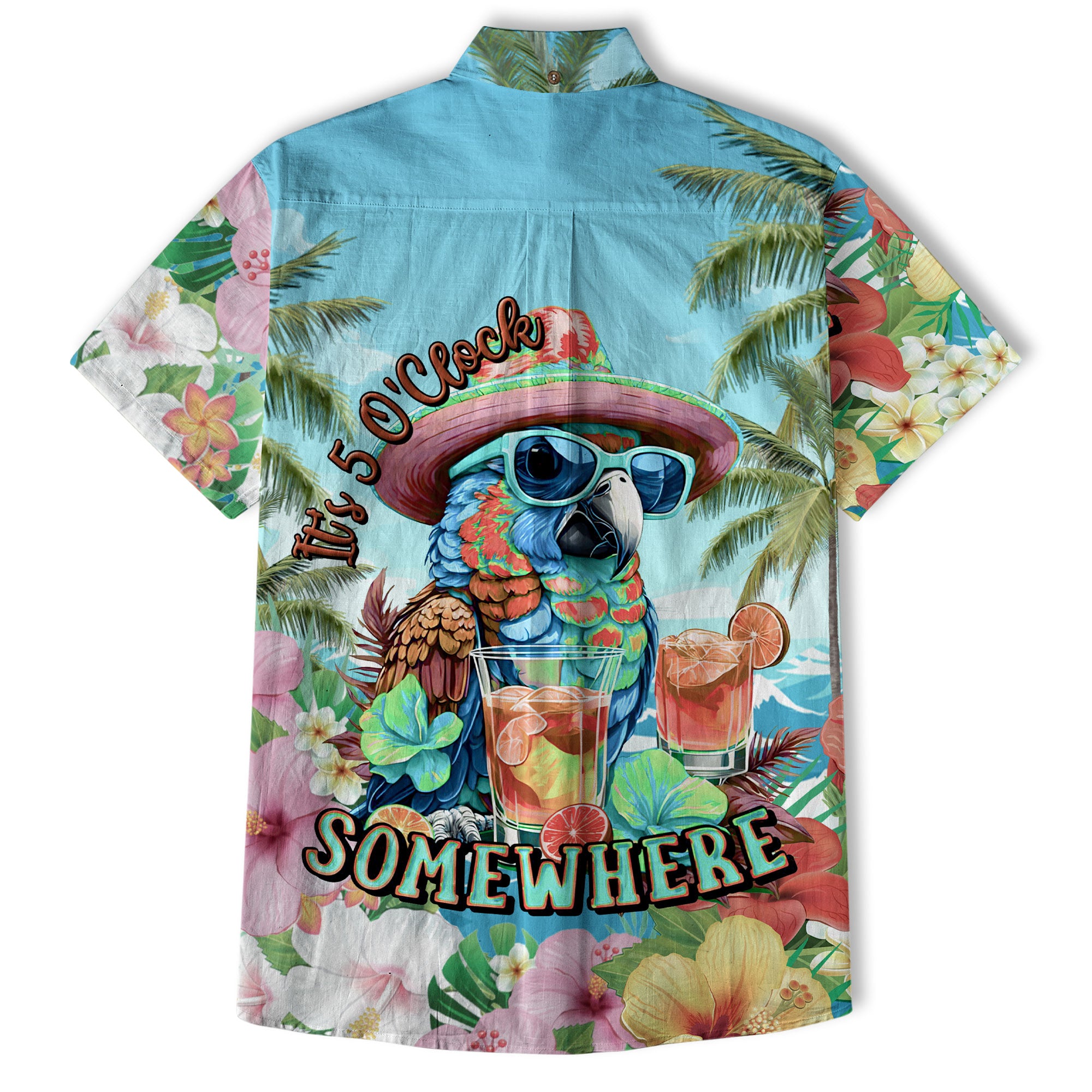 It's 5 O'clock Somewhere Parrot Hawaiian Shirt for Men, Parrot Aloha Button Down Shirt - The Palmix