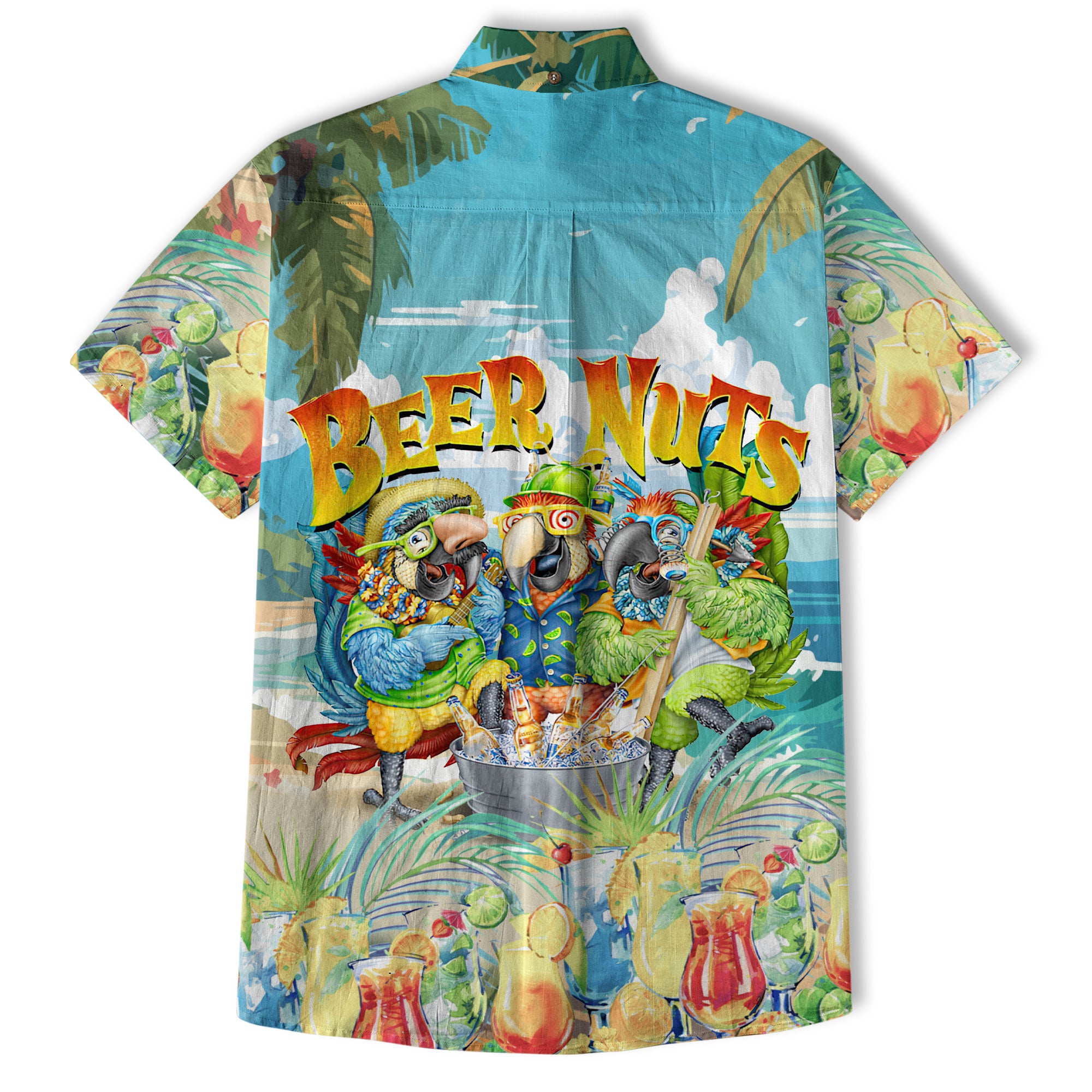 Beer Nuts Parrot Hawaiian Shirt for Men, Parrot Aloha Button Down Shirt - The Palmix