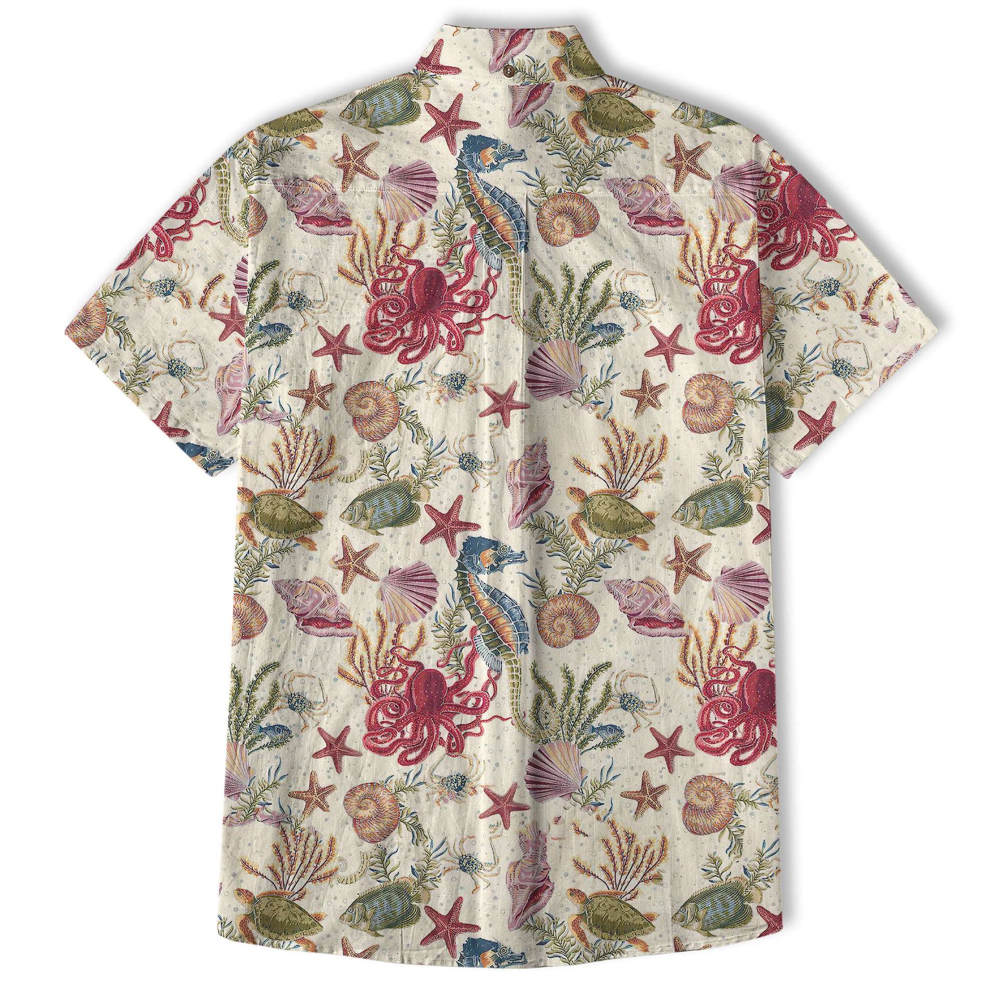 Vintage Ocean Print Hawaiian Shirts for Men Women, Sea Animal Aloha Summer Beach Shirt - The Palmix