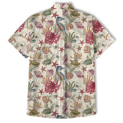Vintage Ocean Print Hawaiian Shirts for Men Women, Sea Animal Aloha Summer Beach Shirt - The Palmix