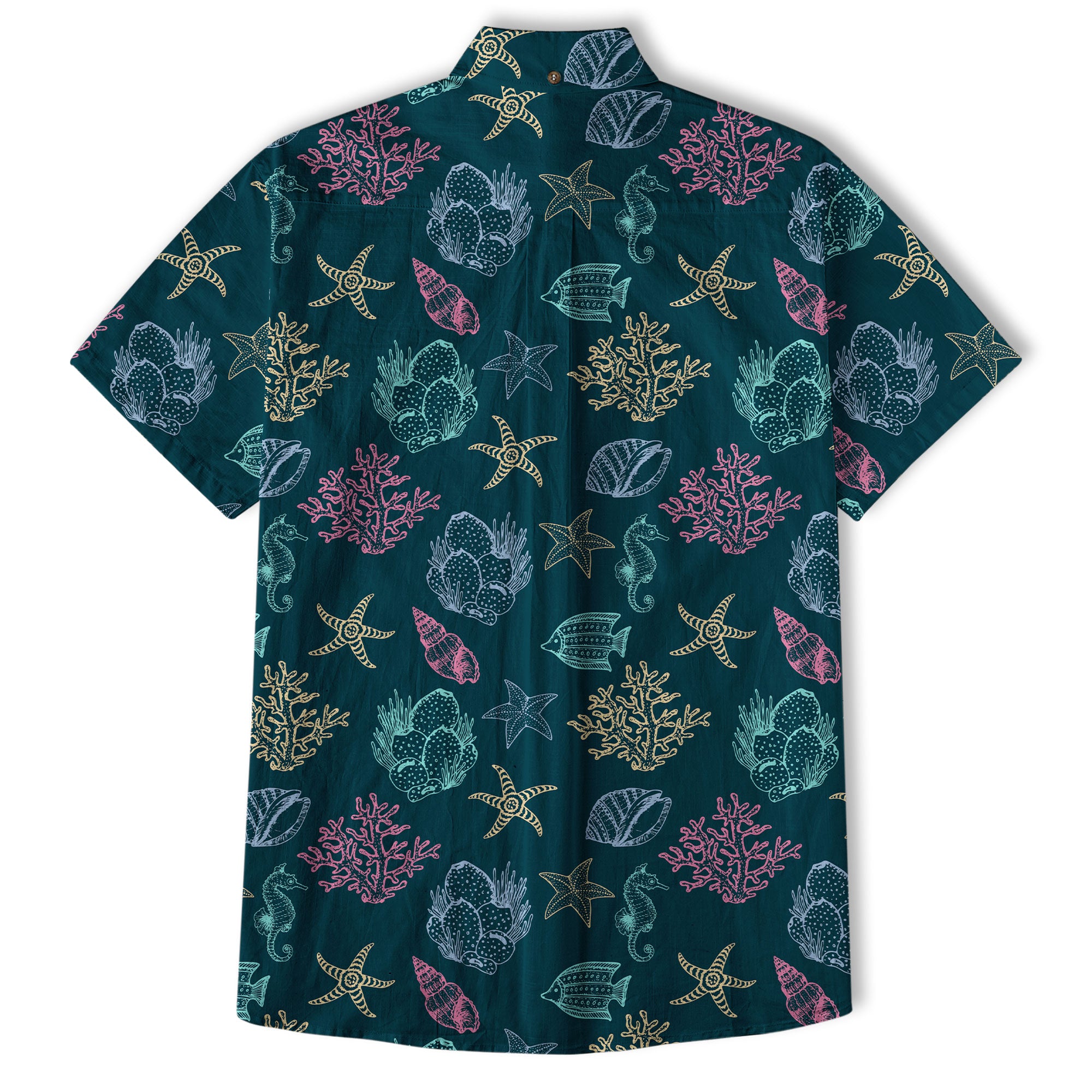 Vintage Ocean Print Hawaiian Shirts for Men Women, Sea Animal Aloha Summer Beach Shirt - The Palmix