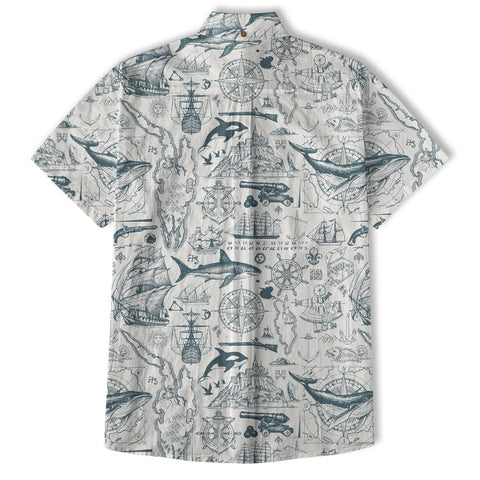Sea Hawaiian Shirts for Men Women, Sea Animal Aloha Summer Beach Shirt Short Sleeve Button Down - The Palmix