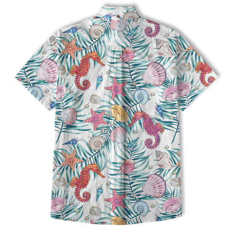 Ocean Animals Women's Hawaiian Shirt, Ocean Aloha Hawaiian Print - The Palmix