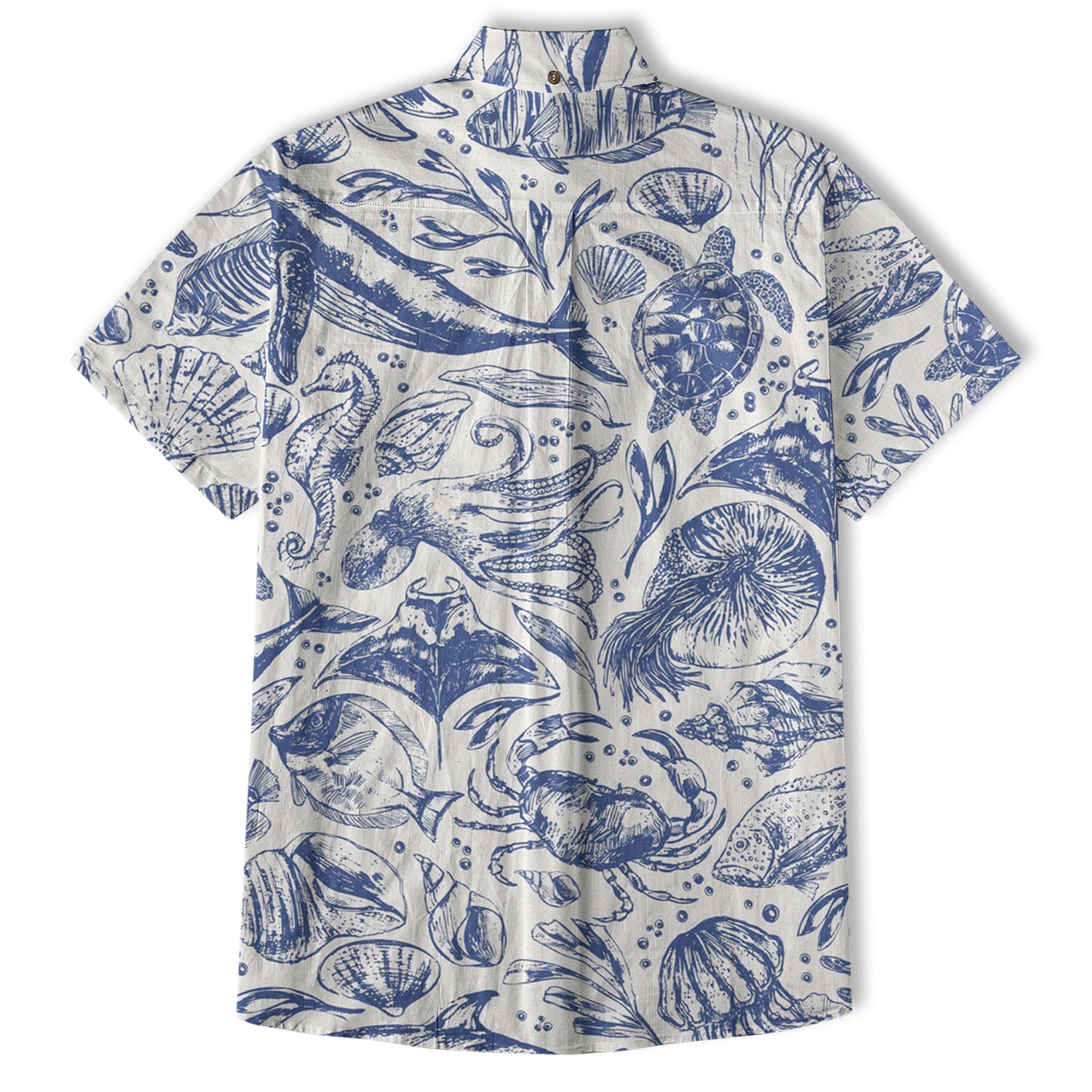 Ocean Animals Women's Hawaiian Shirt, Ocean Aloha Hawaiian Print - The Palmix