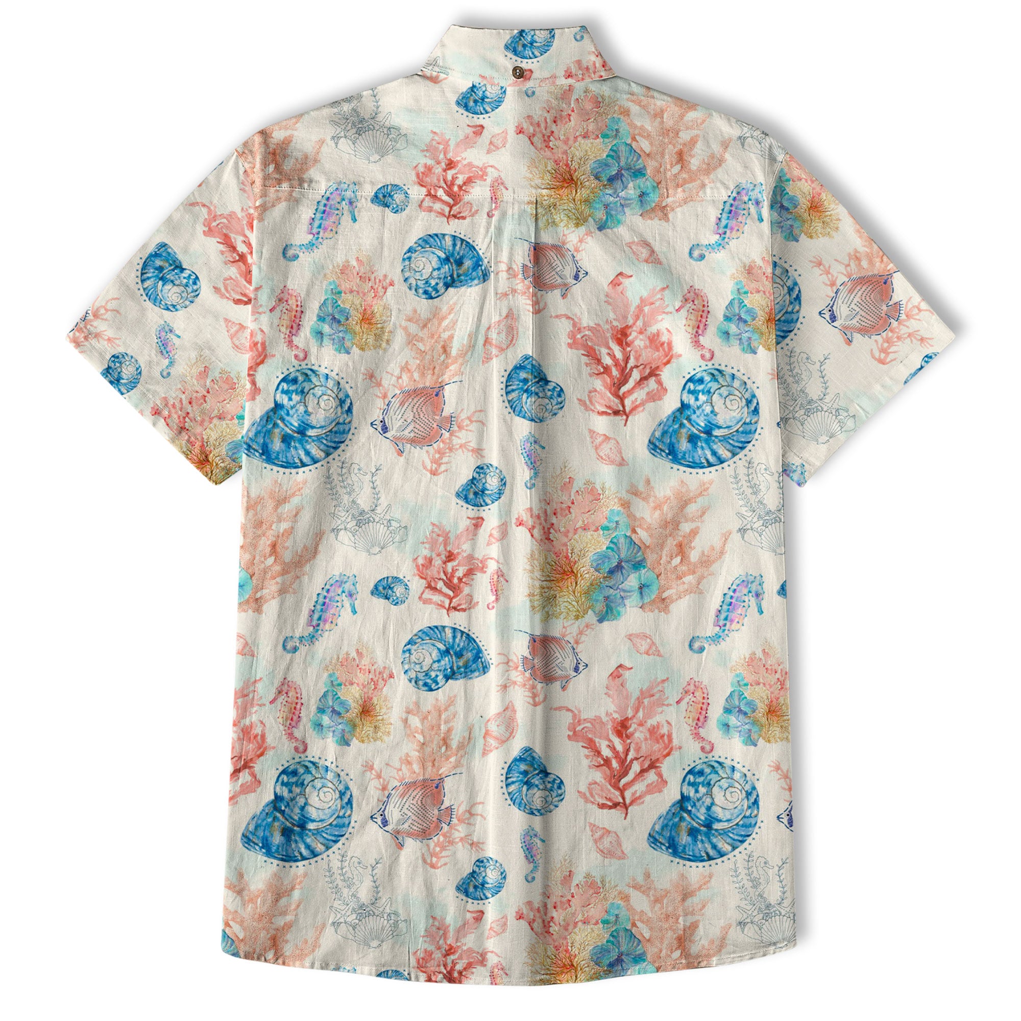 Ocean Animals Hawaiian Button Up Shirt, Sea Hawaii Shirt - The Palmix