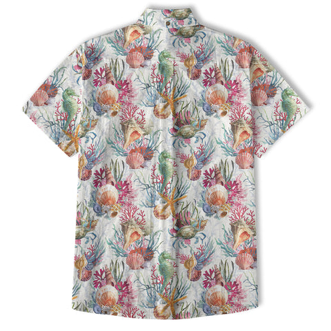 Ocean Animals Hawaiian Button Up Shirt, Sea Hawaii Shirt - The Palmix