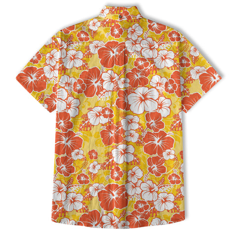 Hibiscus Floral Pattern Hawaiian Button Up Shirt, Sea Hawaii Shirt - The Palmix