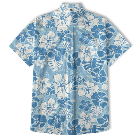 Hibiscus Floral Pattern Hawaiian Button Up Shirt, Sea Hawaii Shirt - The Palmix