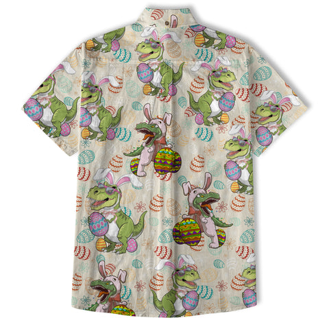 Easter Dinosaur Hawaiian Shirt Men Women Kid Youth, Bunny Dinosaur And Easter Eggs Shirt - The Palmix