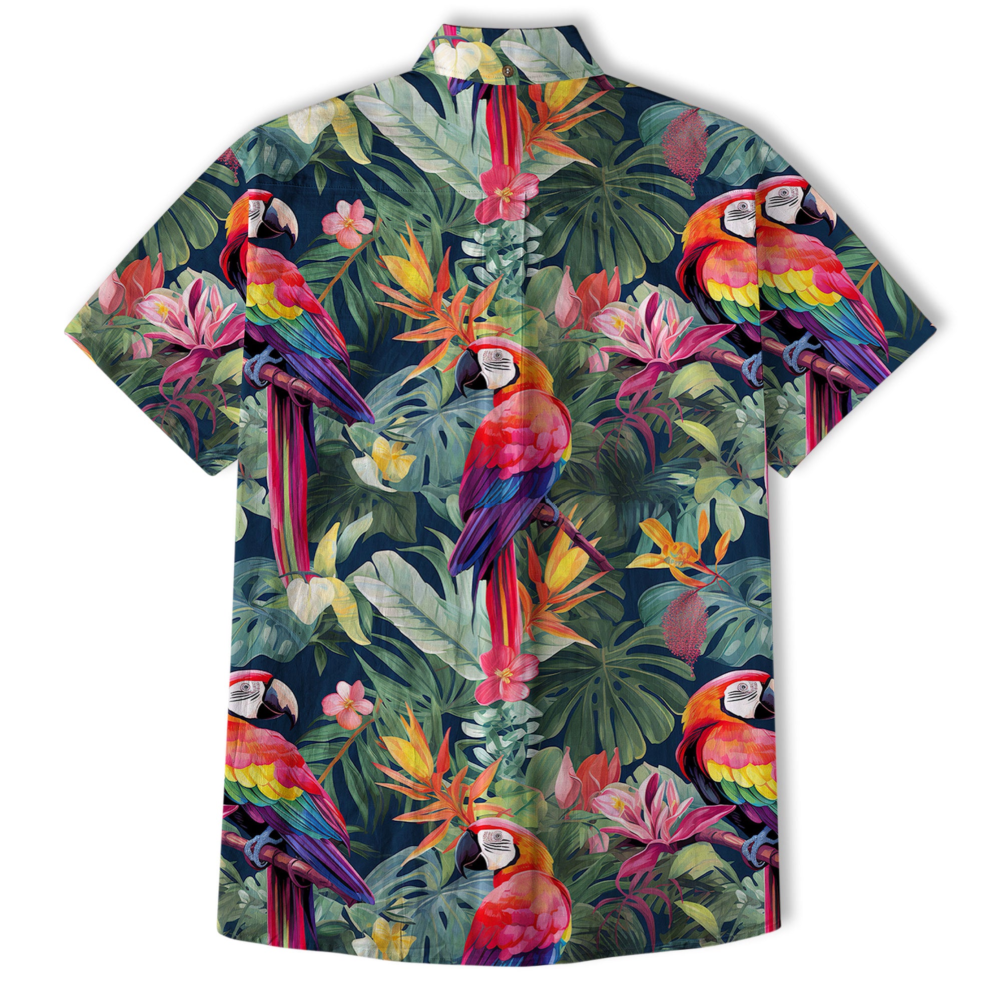Colorful Flamingo Palm Leaf Hawaiian Shirt, Vintage Aloha Shirt, Island Vacation Wear - The Palmix