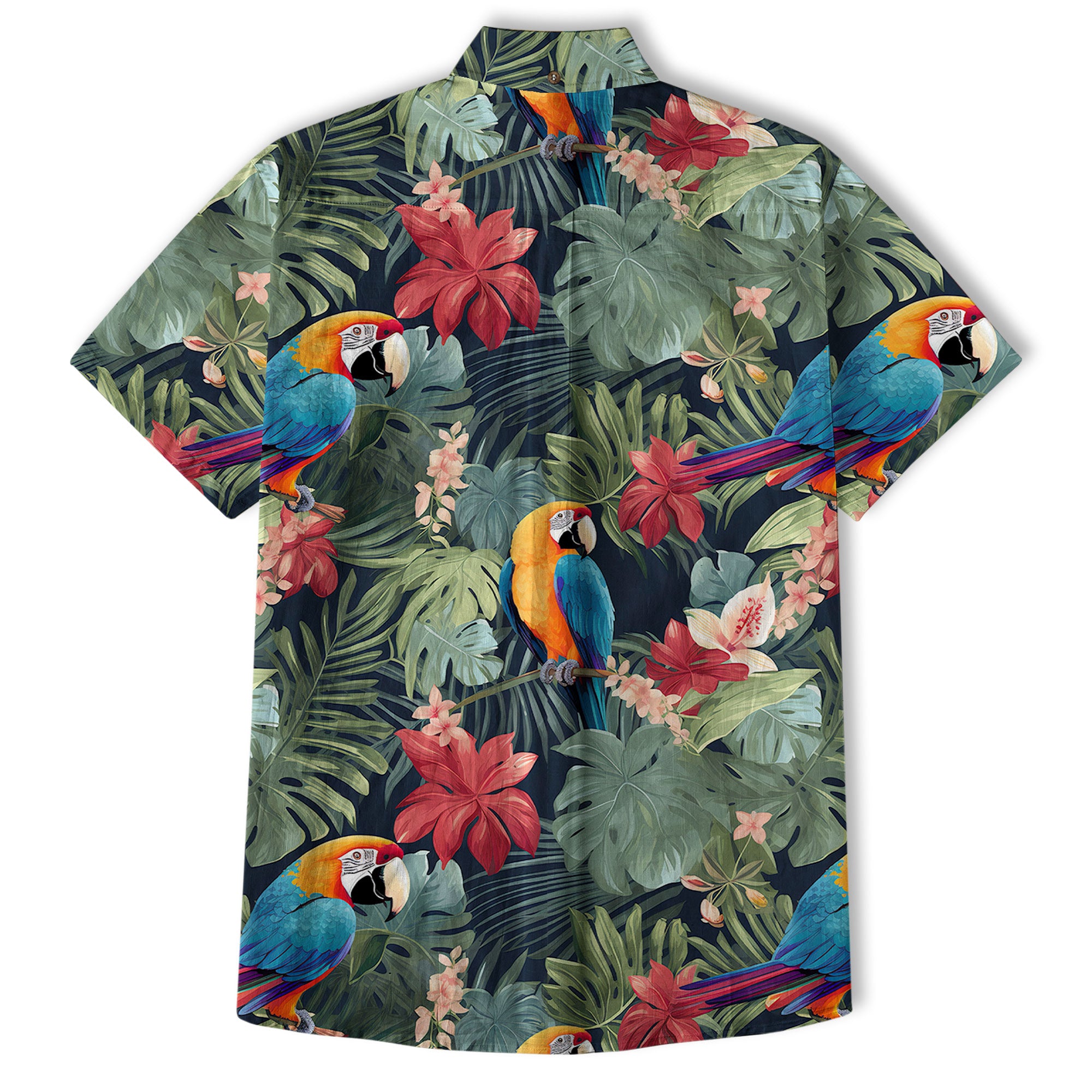 Colorful Flamingo Palm Leaf Hawaiian Shirt, Vintage Aloha Shirt, Island Vacation Wear - The Palmix