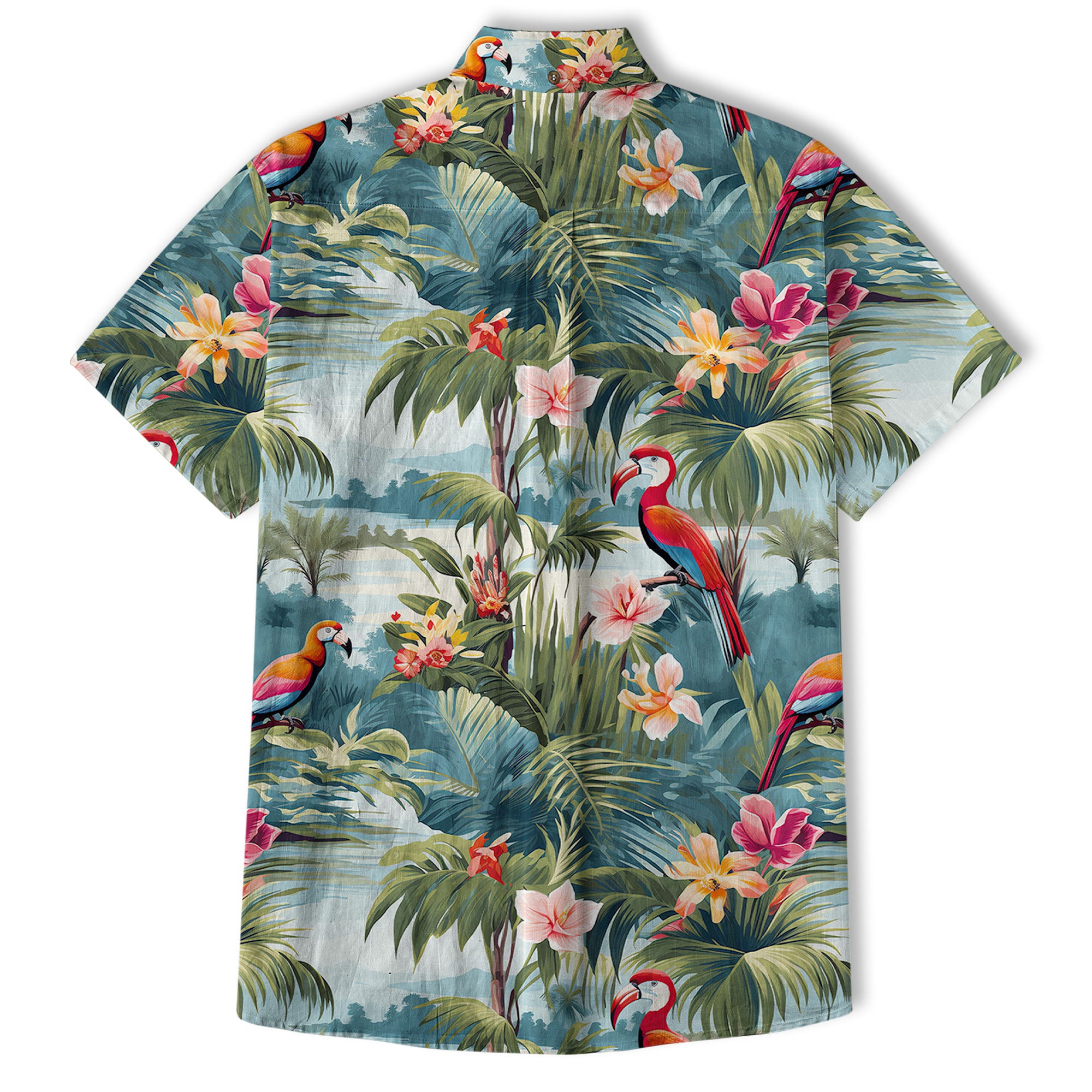 Retro Parrot Tropical Getaway Hibiscus Shirt, Hawaiian Vacation Outfit Aloha Hawaii Shirt - The Palmix