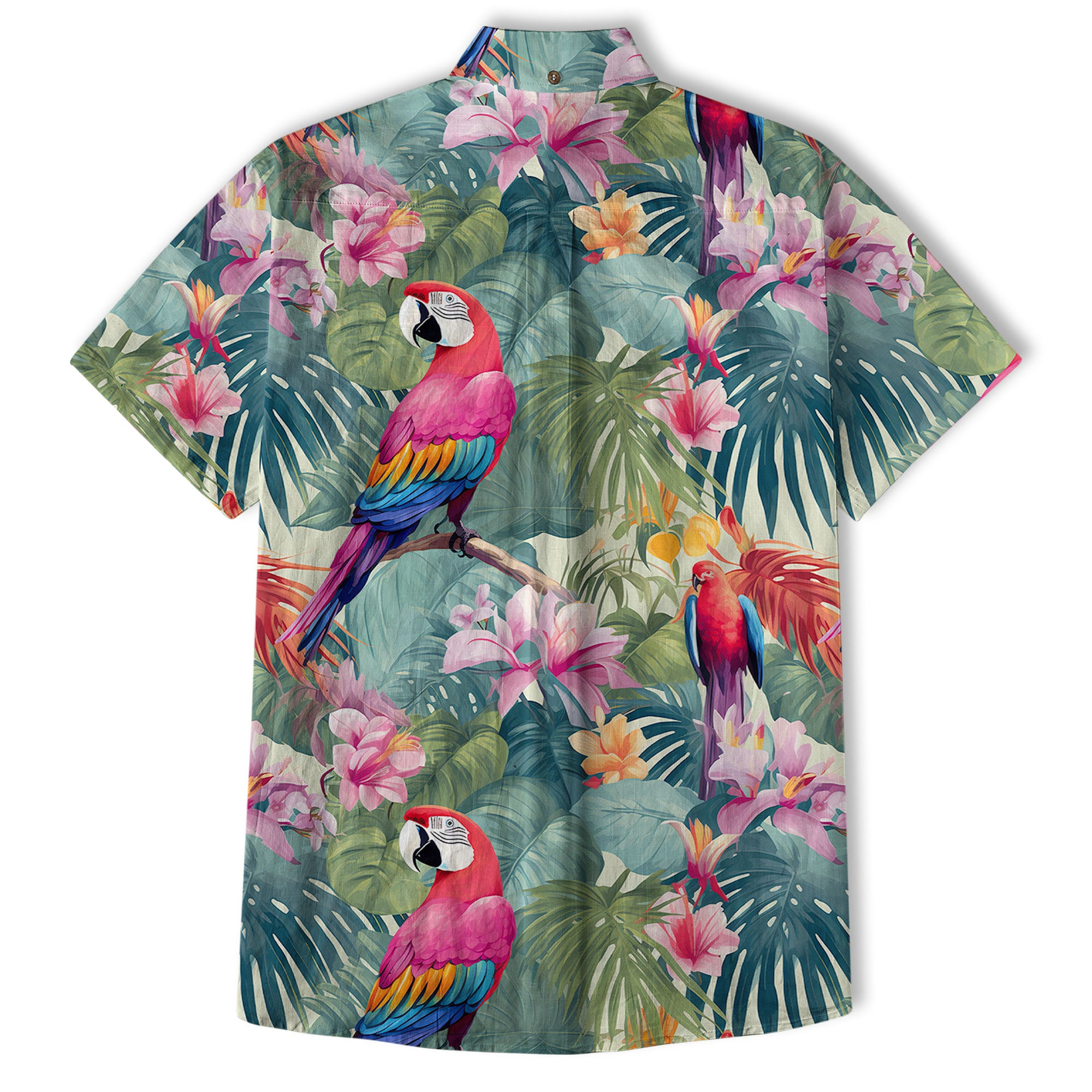 Retro Parrot Tropical Getaway Hibiscus Shirt, Hawaiian Vacation Outfit Aloha Hawaii Shirt - The Palmix