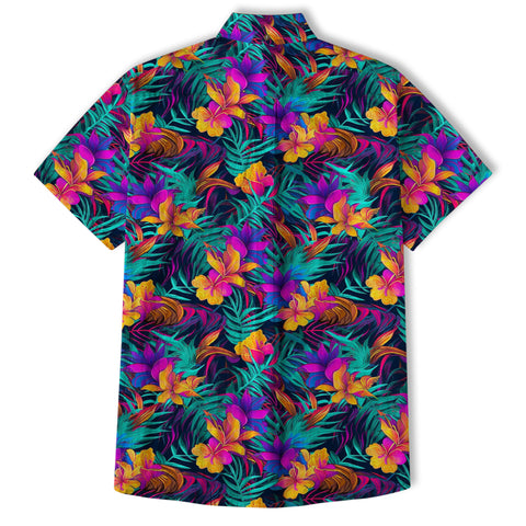 Vibrant Electric Tropical Hawaiian Shirt – Aloha Beach Pattern - The Palmix