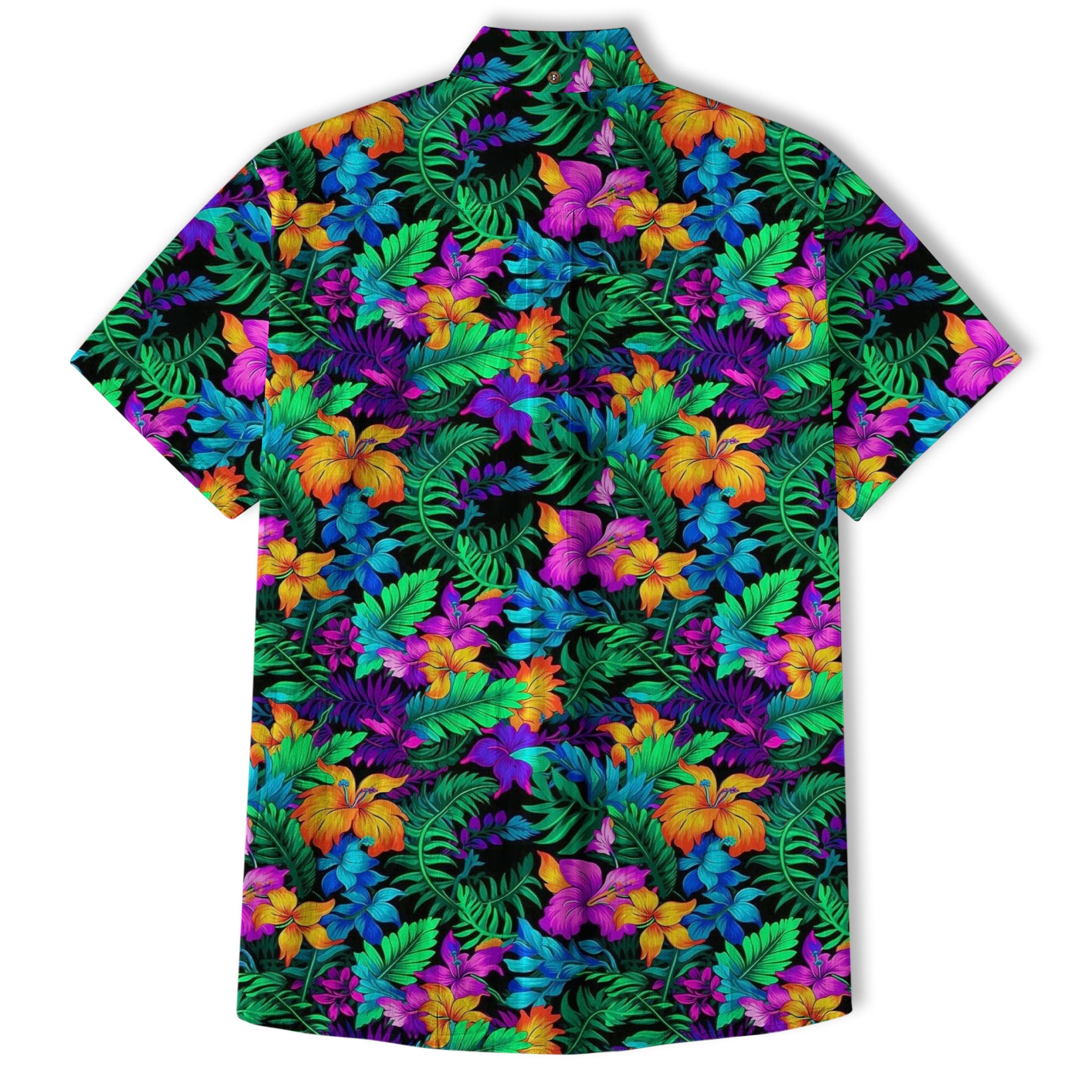 Tropical Sunset Surf & Palm Hawaiian Shirt – Vibrant Island Look – Electric Beach Pattern Aloha Hawaii Shirt - The Palmix