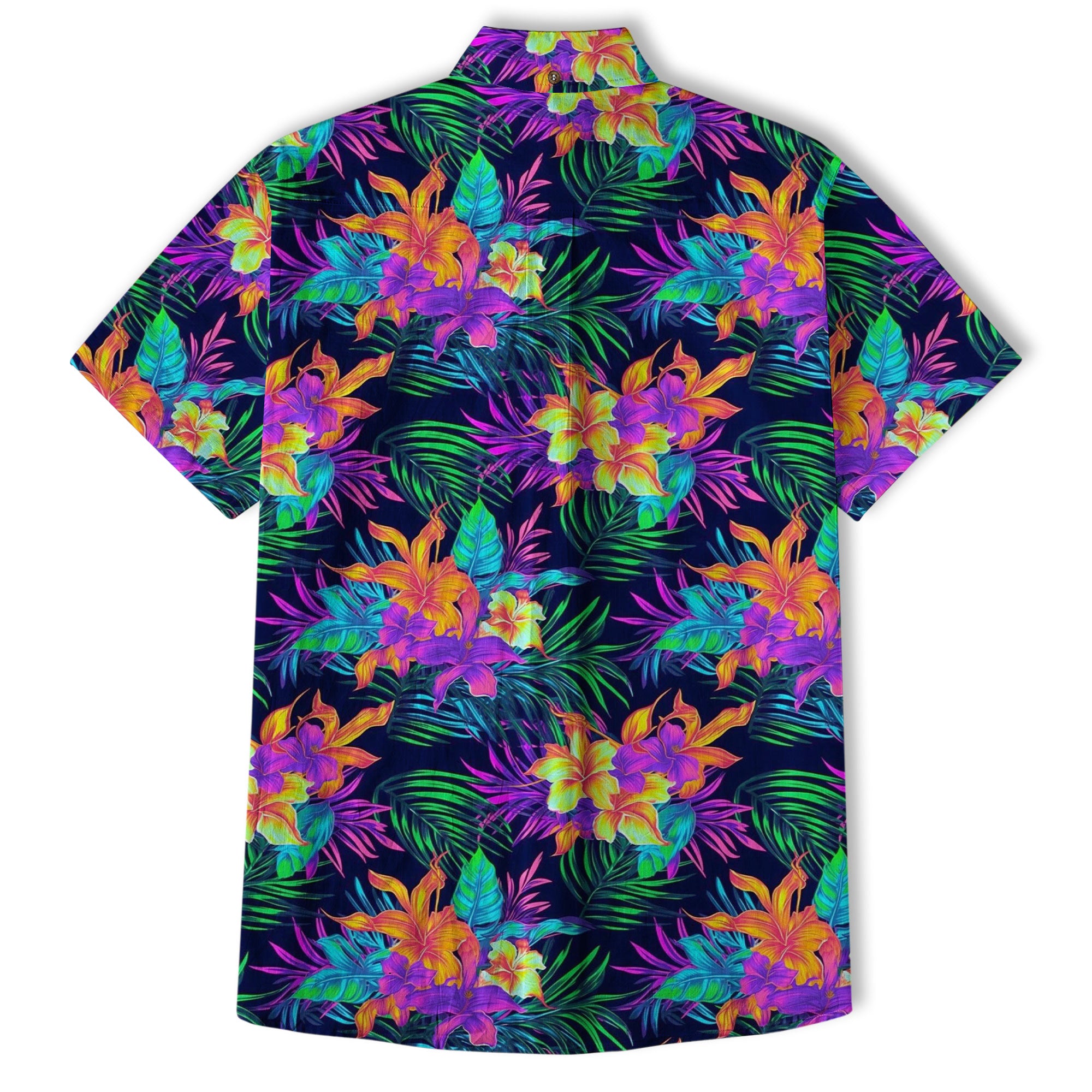 Tropical Sunset Surf & Palm Hawaiian Shirt – Vibrant Island Look – Electric Beach Pattern Aloha Hawaii Shirt - The Palmix