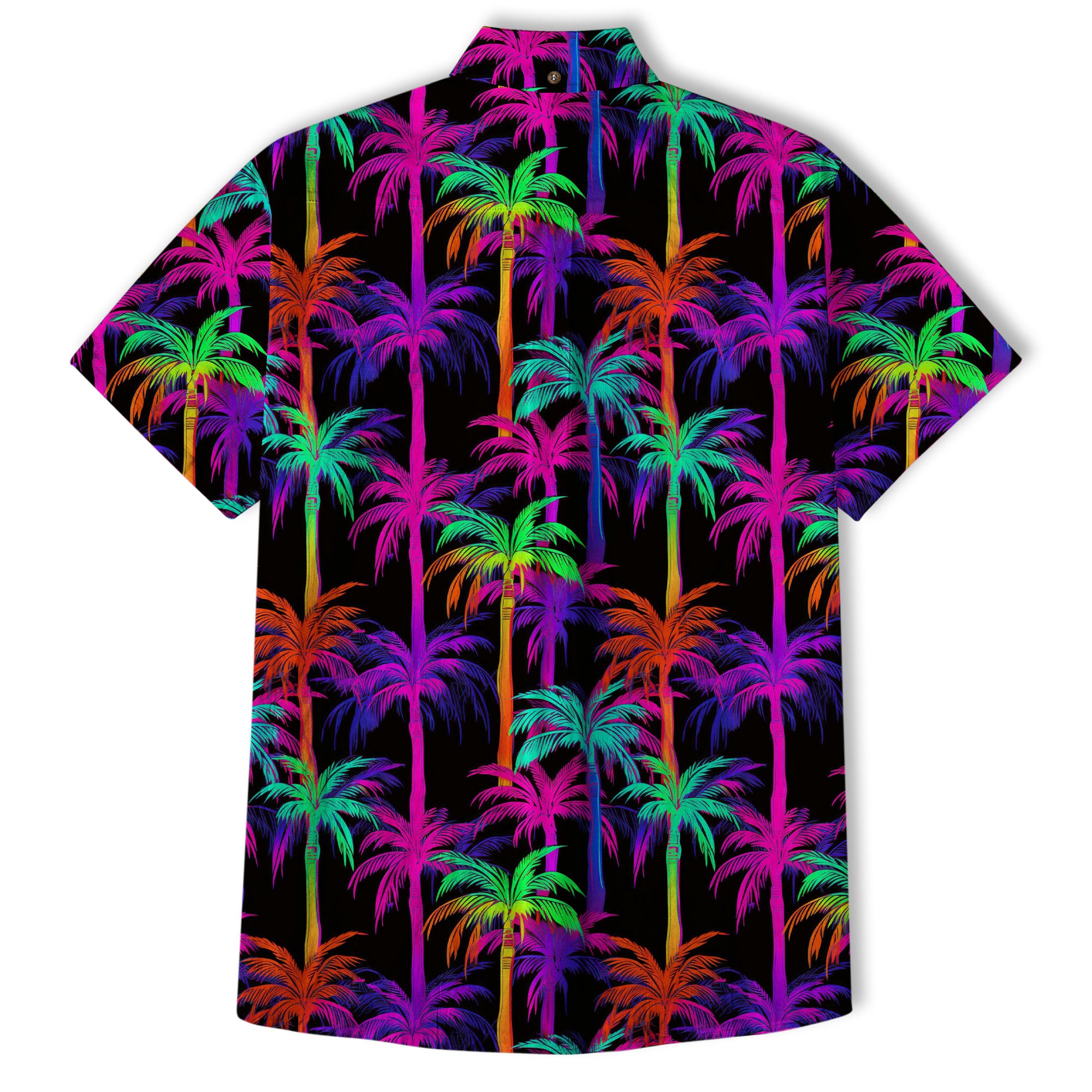 Tropical Sunset Surf & Palm Hawaiian Shirt – Vibrant Island Look – Electric Beach Pattern Aloha Hawaii Shirt - The Palmix