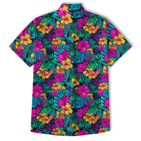 Electric Jungle Paradise Hawaiian Shirt, Colorful Tropical Beach Aloha Shirt - The Palmix