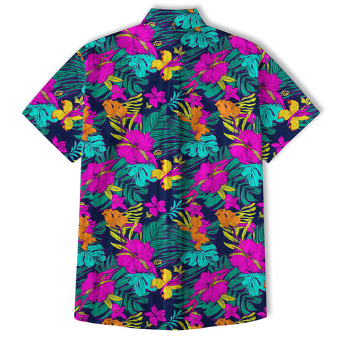 Electric Jungle Paradise Hawaiian Shirt, Colorful Tropical Beach Aloha Shirt, Hawaiian Summer Vibes Hawaiian Shirt - The Palmix