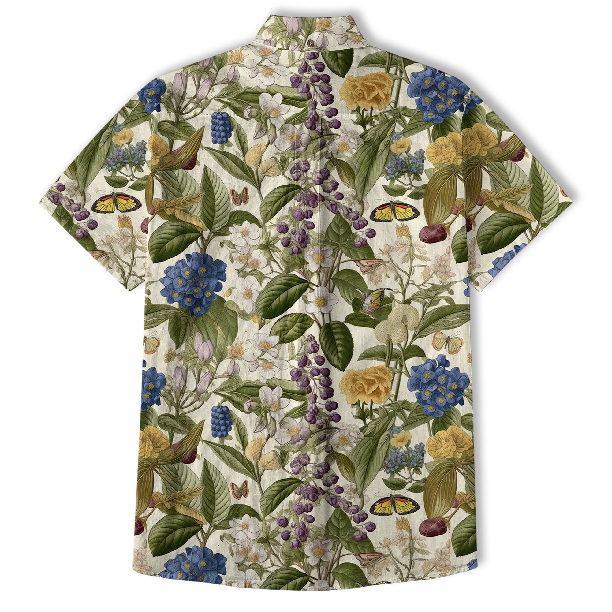 Vintage Floral Seamless Patterns Aloha Hawaii Shirt, Botanicals Hawaiian Button Up Shirt for Men - The Palmix
