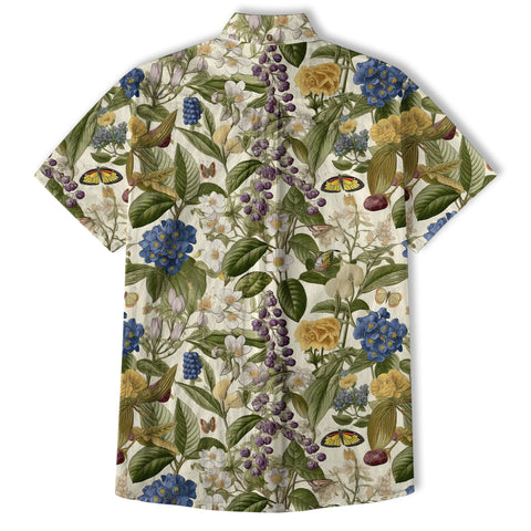 Vintage Floral Seamless Patterns Aloha Hawaii Shirt, Botanicals Hawaiian Button Up Shirt for Men - The Palmix