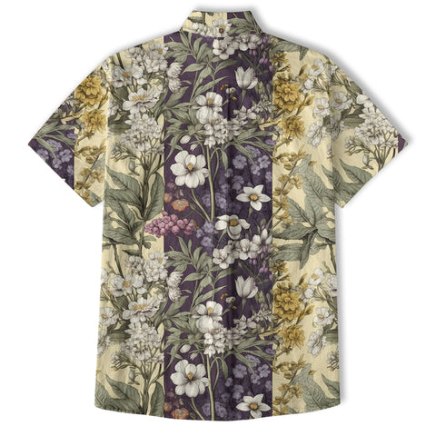 Vintage Floral Seamless Patterns Aloha Hawaii Shirt, Botanicals Hawaiian Button Up Shirt for Men - The Palmix