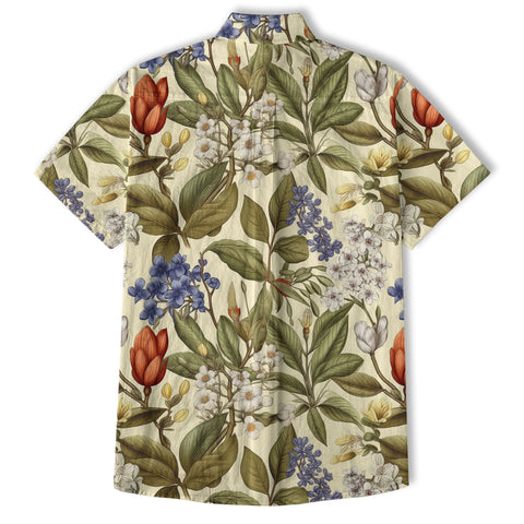 Classic Botanical Print Aloha Hawaiian Shirt – Old-School Island Vibes Hawaii Shirt - The Palmix