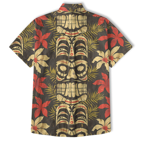 Retro Hibiscus Flowers Aloha Hawaii Shirt, Floral Hawaiian Button Up Shirt - The Palmix