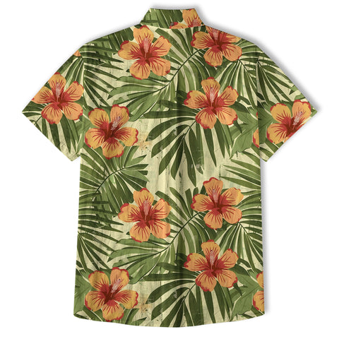 Vintage Aloha Flower Hawaii Shirt, Floral Pattern Hawaiian Shirt for Men - The Palmix