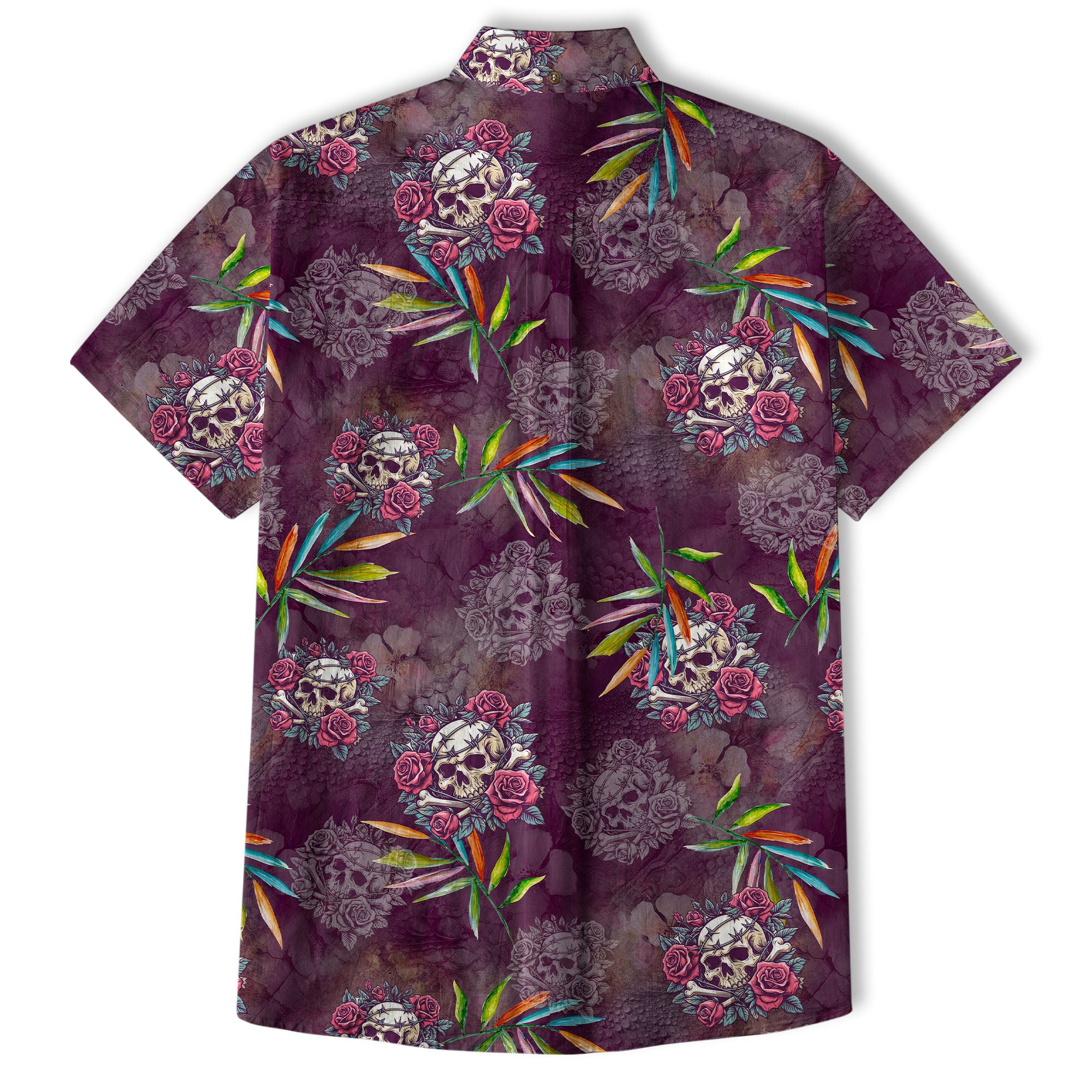 Allover Skull Hawaiian Shirt Floral Skull Rose Pinapple Hawaiian - The Palmix