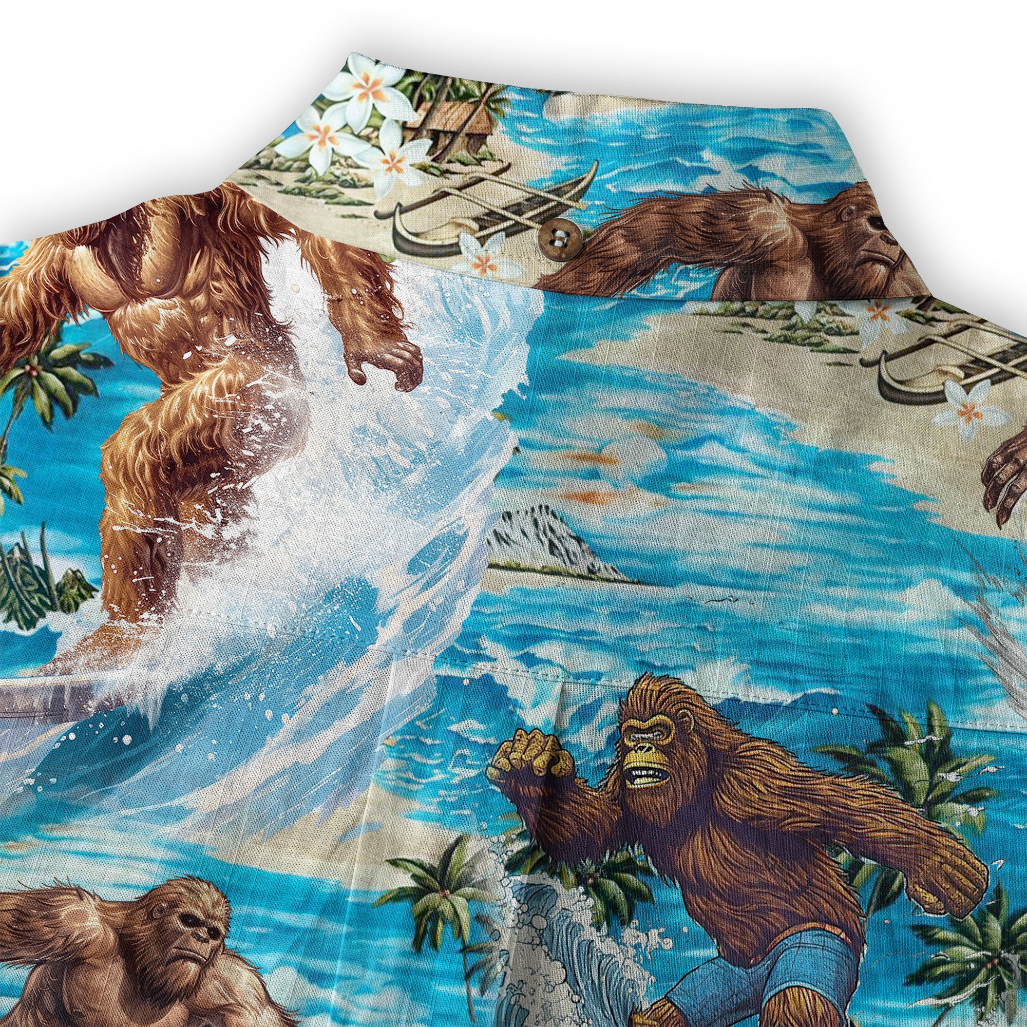 Bigfoot Men's Aloha Hawaiian Shirt, Funny Sasquatch Unisex Short Sleeve Button Shirt - The Palmix