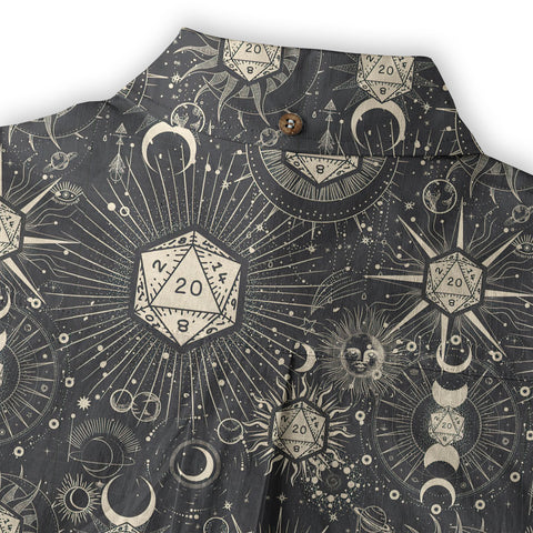 DND Celestrial Dice Pattern Aloha Hawaii Shirt, D20 Stars Constellation, Sun and Crescent Button Down Shirt - The Palmix