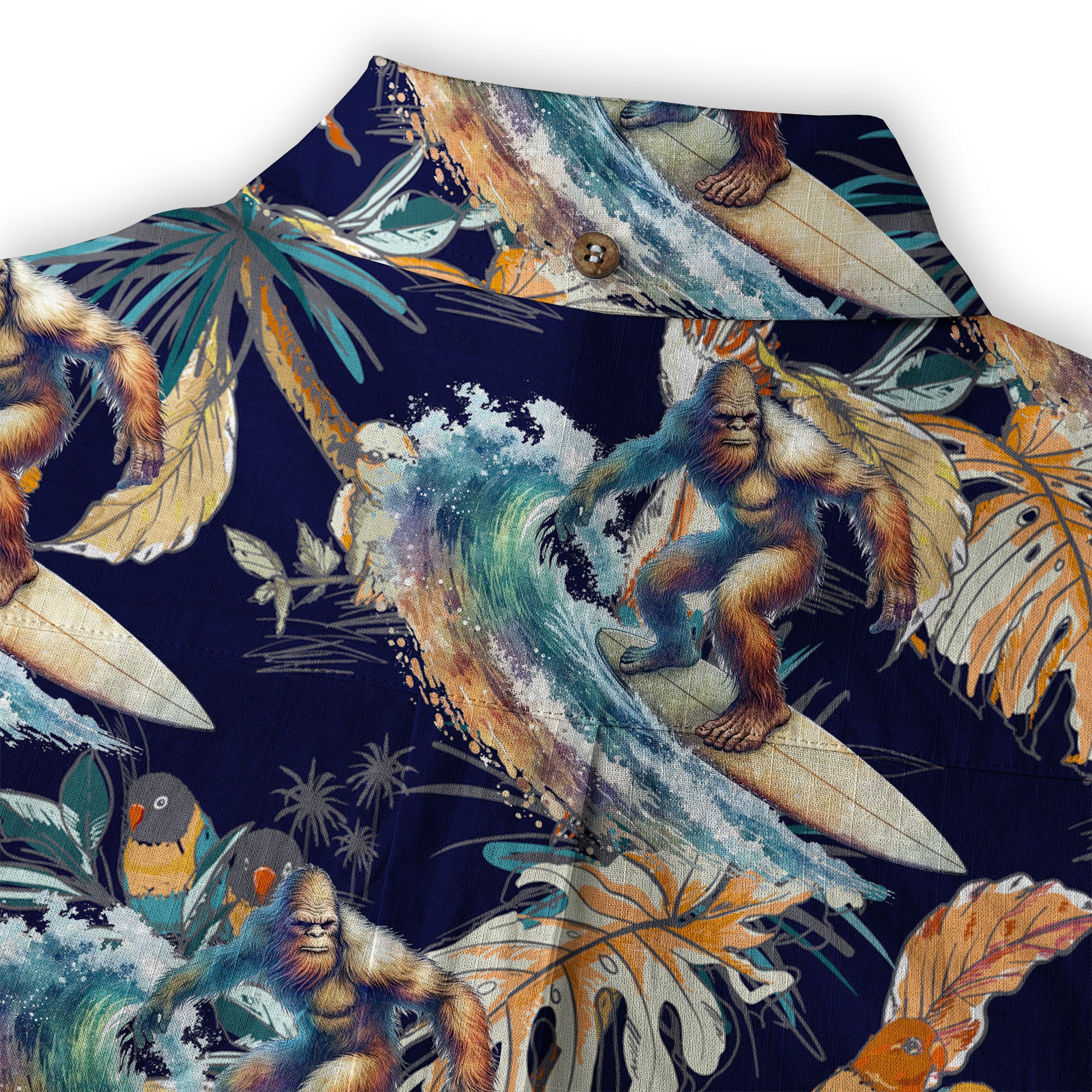 Camo Bigfoot Hawaiian Shirt Men Women, Hibiscus Bigfoot Sasquatch Hawaiian Shirt, Bigfoot Summer Beach Aloha Short Sleeve Button Down - The Palmix