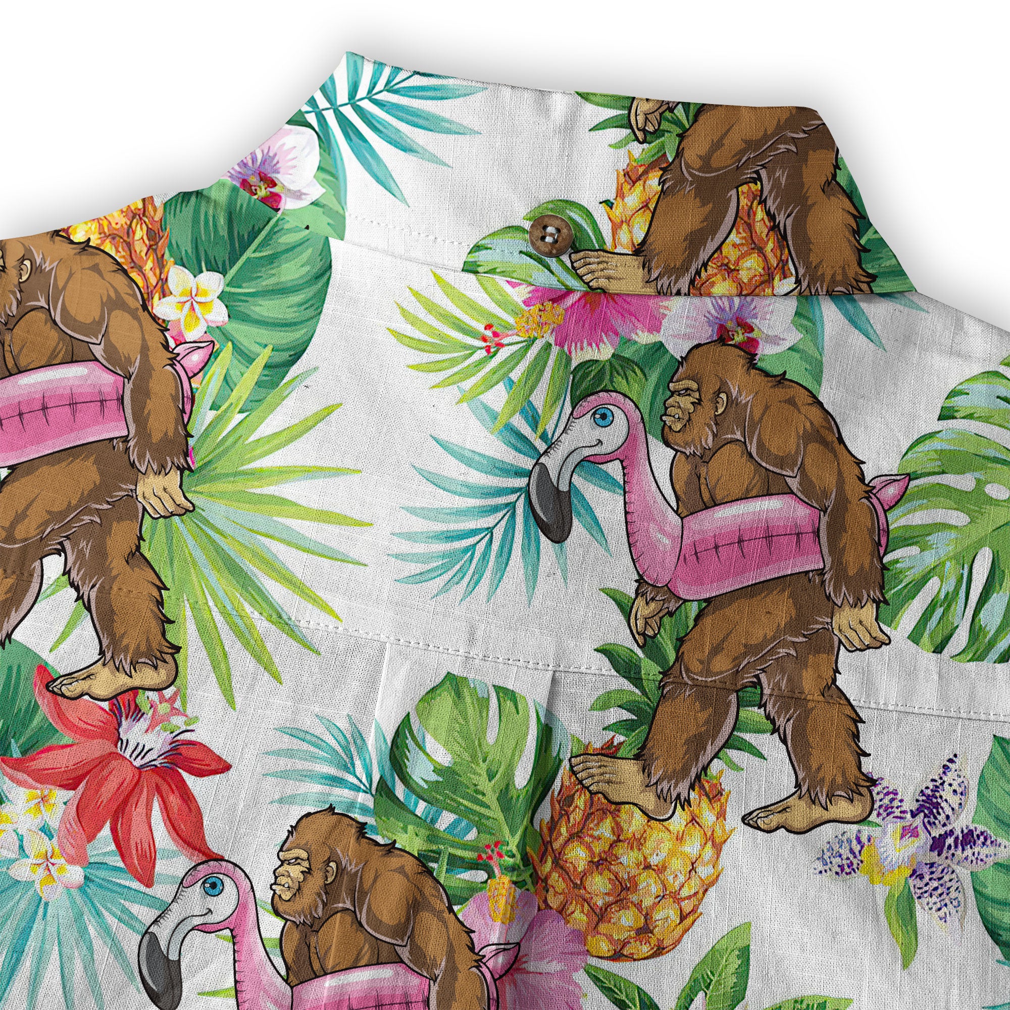 Camo Bigfoot Hawaiian Shirt Men Women, Hibiscus Bigfoot Sasquatch Hawaiian Shirt, Bigfoot Summer Beach Aloha Short Sleeve Button Down - The Palmix