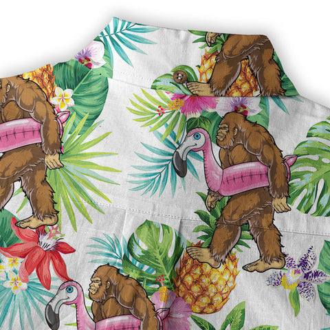 Camo Bigfoot Hawaiian Shirt Men Women, Hibiscus Bigfoot Sasquatch Hawaiian Shirt, Bigfoot Summer Beach Aloha Short Sleeve Button Down - The Palmix