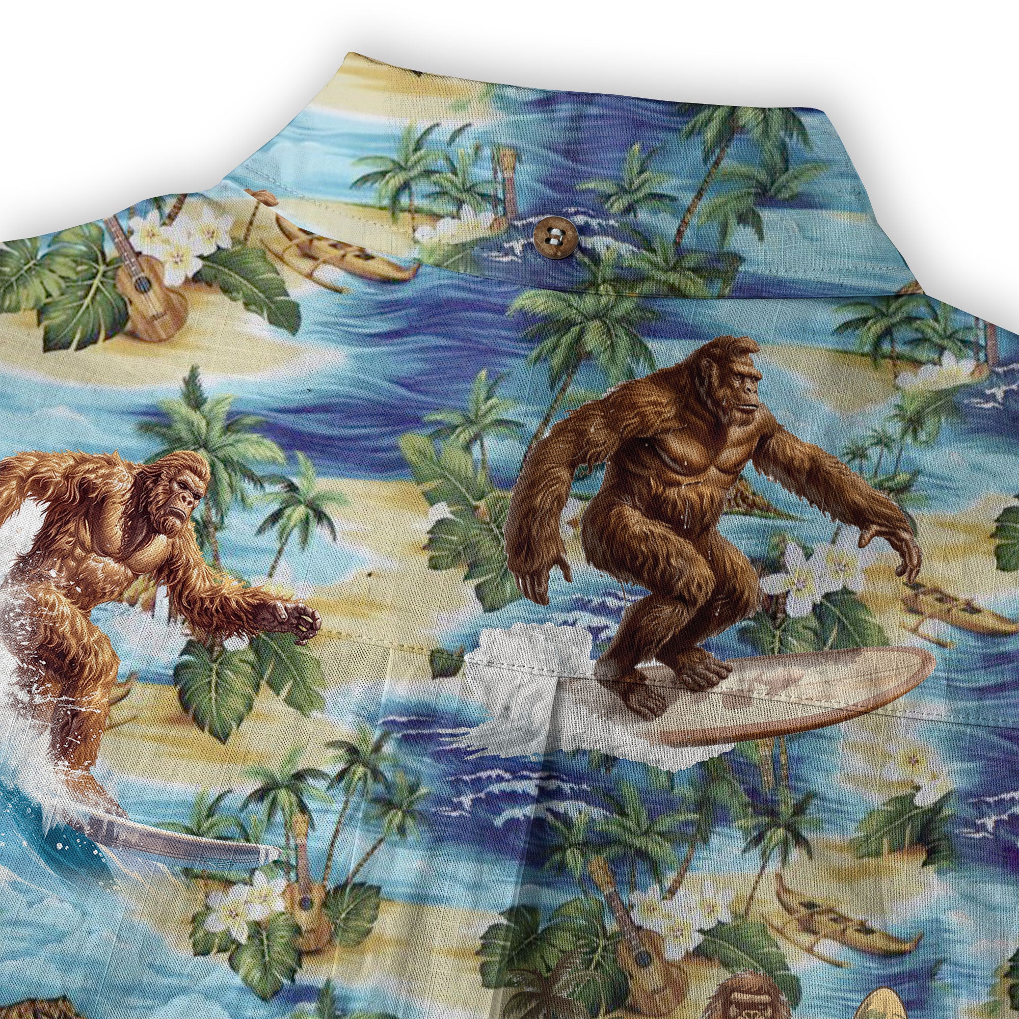 Bigfoot Tropical Hawaiian Shirt, Bigfoot Button-Up Shirt, Sasquatch Bigfoot Shirt, Summer Beach Shirt - The Palmix