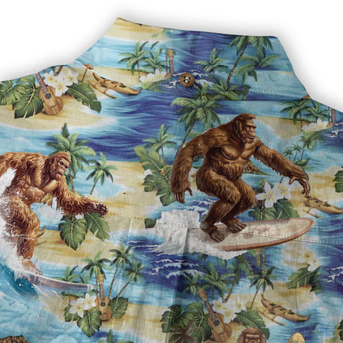 Bigfoot Tropical Hawaiian Shirt, Bigfoot Button-Up Shirt, Sasquatch Bigfoot Shirt, Summer Beach Shirt - The Palmix