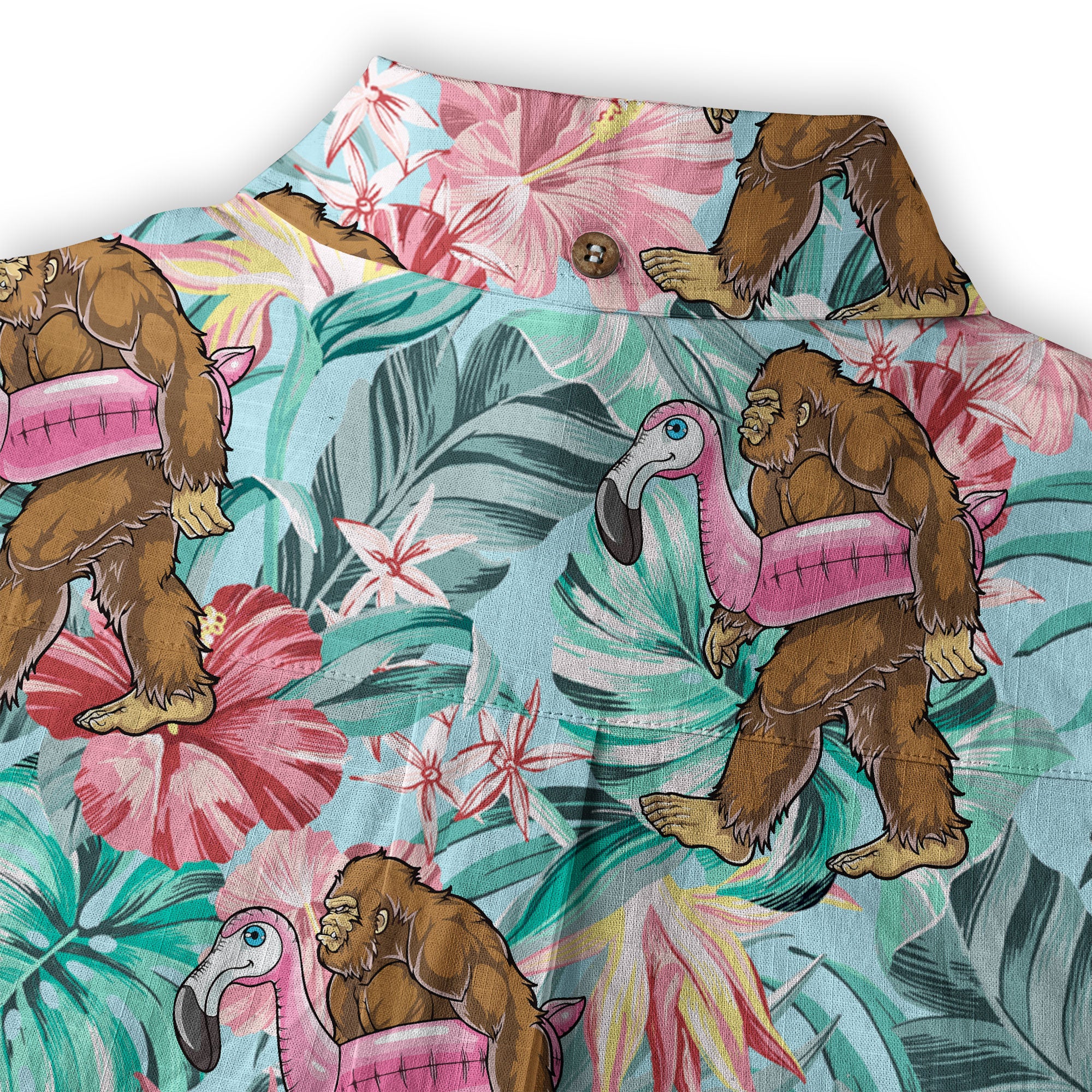 Bigfoot Tropical Hawaiian Shirt, Bigfoot Button-Up Shirt, Sasquatch Bigfoot Shirt, Summer Beach Shirt - The Palmix
