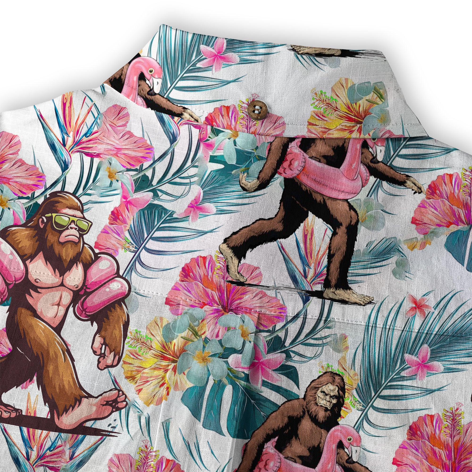 Bigfoot Tropical Hawaiian Shirt, Bigfoot Button-Up Shirt, Sasquatch Bigfoot Shirt, Summer Beach Shirt - The Palmix