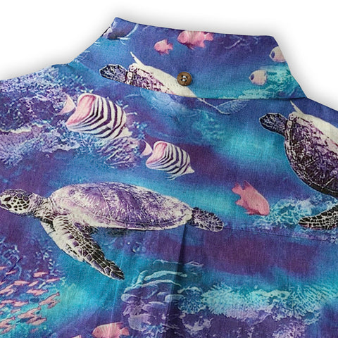 Turtle Mens Hawaiian Shirt, Turtle Casual Button Down Short Sleeve Aloha Hawaii Shirt - The Palmix