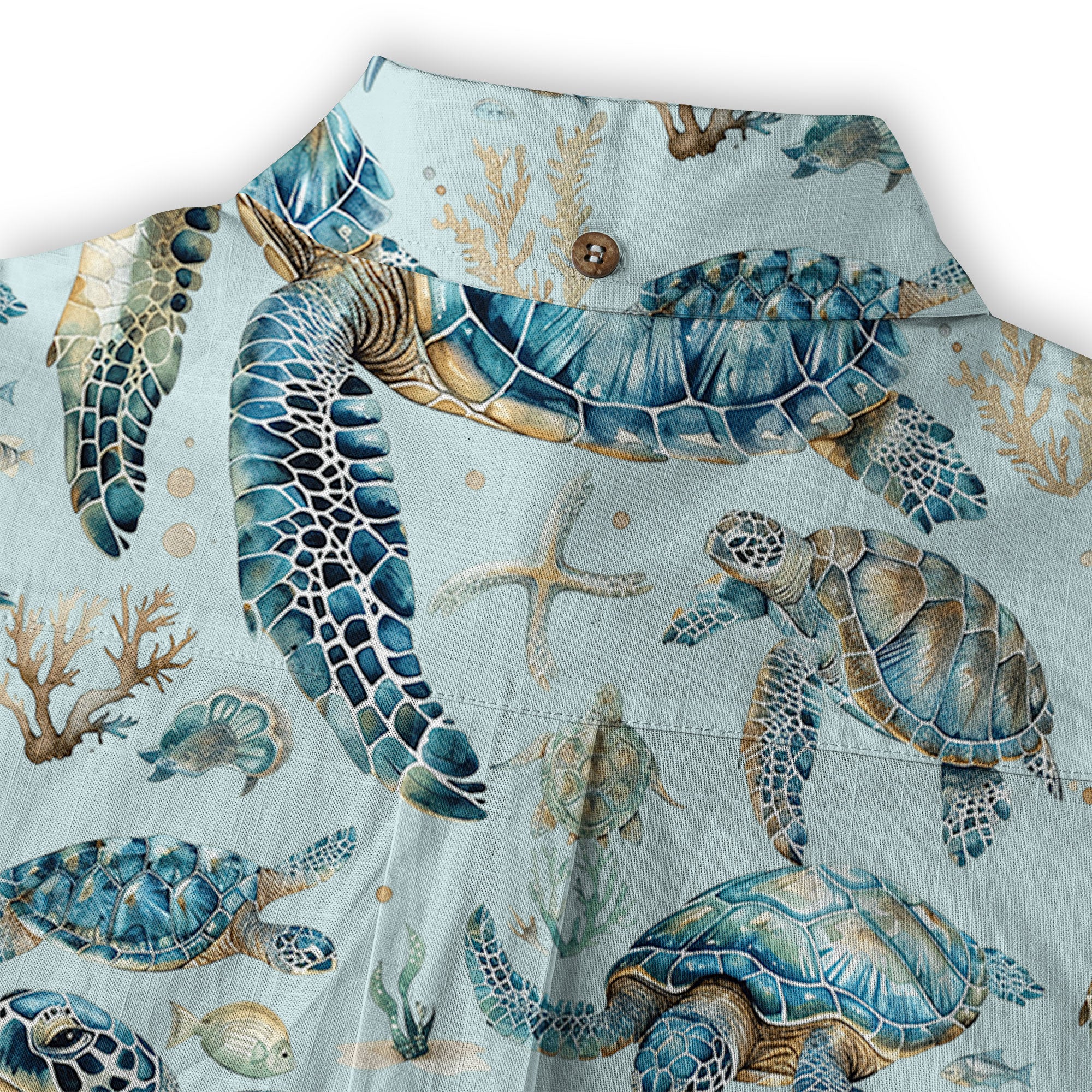 Blue Tribal Sea Turtle Hawaiian Shirt, Aloha Tropical Summer Beach Button Up Shirt - The Palmix