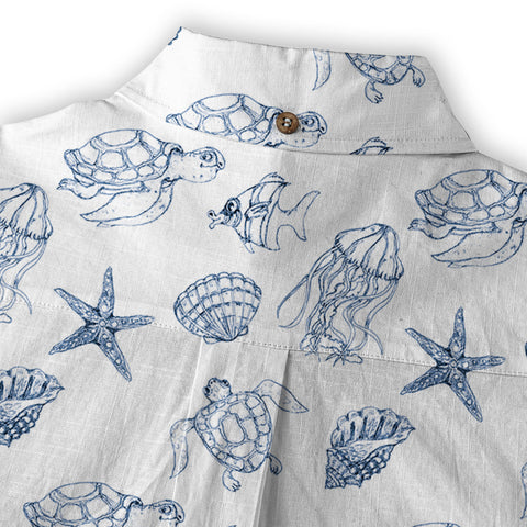 Sea Turtle Hawaiian Shirt, Aloha Summer Beach Button Up Shirt - The Palmix