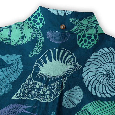 Turtle Pattern Shirt, Turtle Ocean Animals Hawaiian Shirt - The Palmix