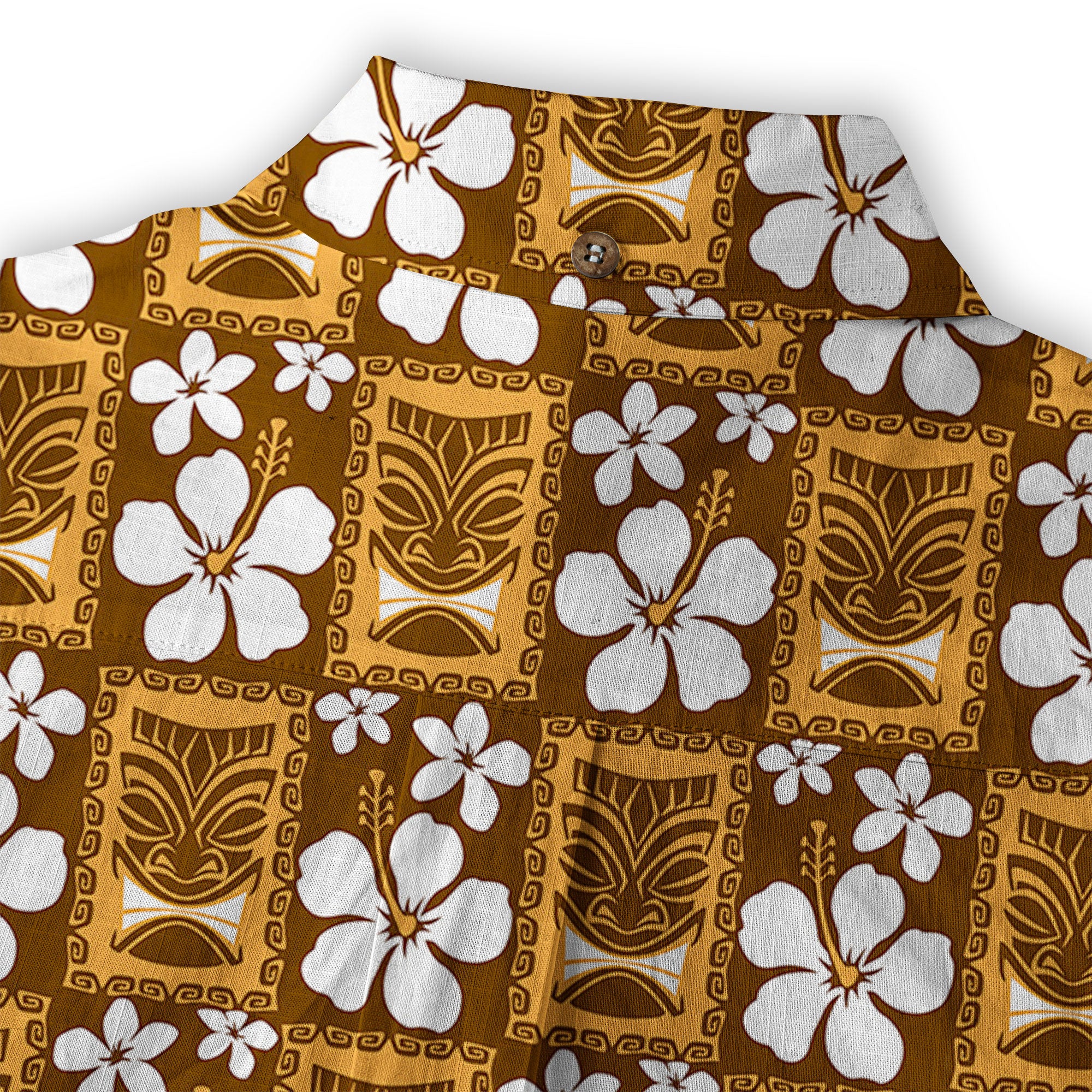 Tiki Mask Pattern Hawaiian Shirt, Tiki Floral Pattern Hawaii Shirt - The Palmix