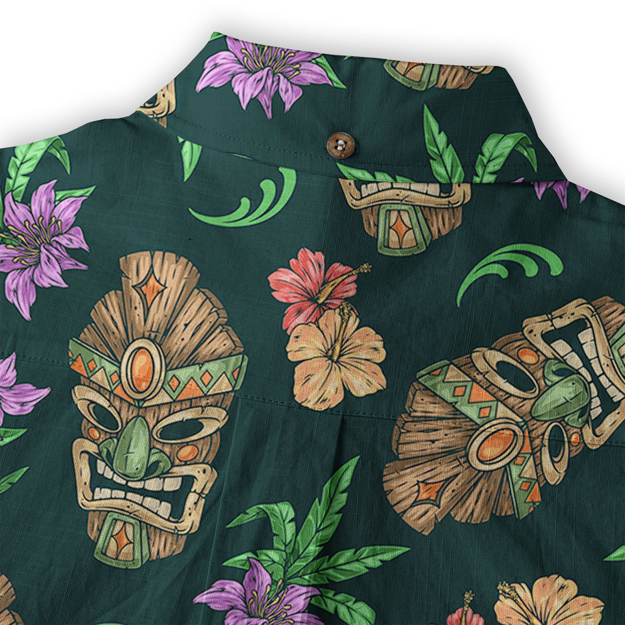 Tiki Mask Pattern Hawaiian Shirt, Tiki Floral Pattern Hawaii Shirt - The Palmix