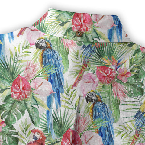 Tropical Parrot Summer Hawaiian Shirt, Colorful Parrot Flowers Pattern Hawaii Shirt - The Palmix