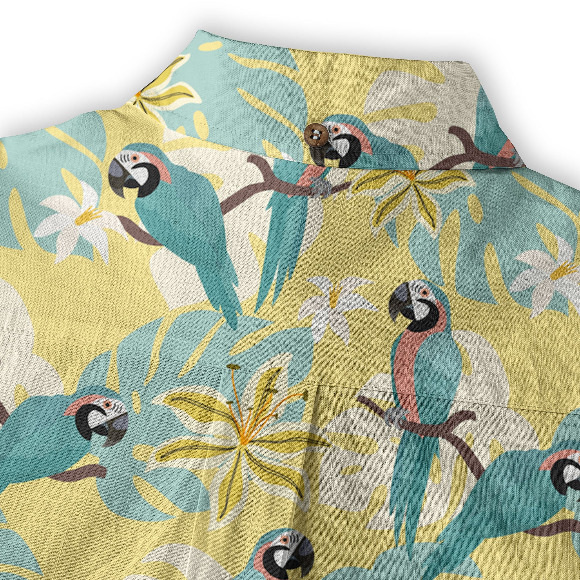 Tropical Parrot Summer Hawaiian Button Down Shirt, Parrot Flowers Pattern Hawaii Shirt - The Palmix